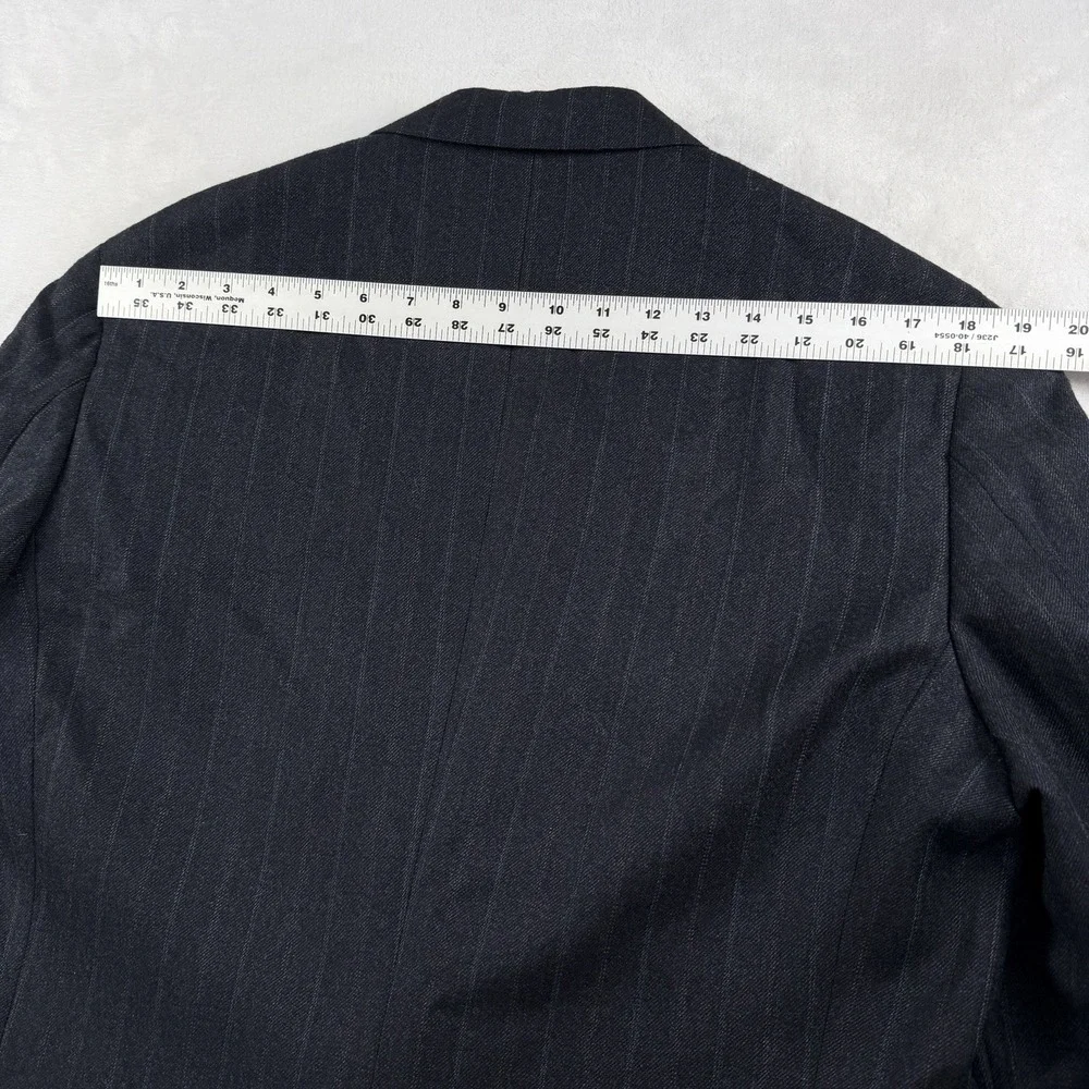 Vtg Chaps Ralph Lauren Tweed Suit Mens 42L 34x35 100% Wool Navy Stripe Union USA